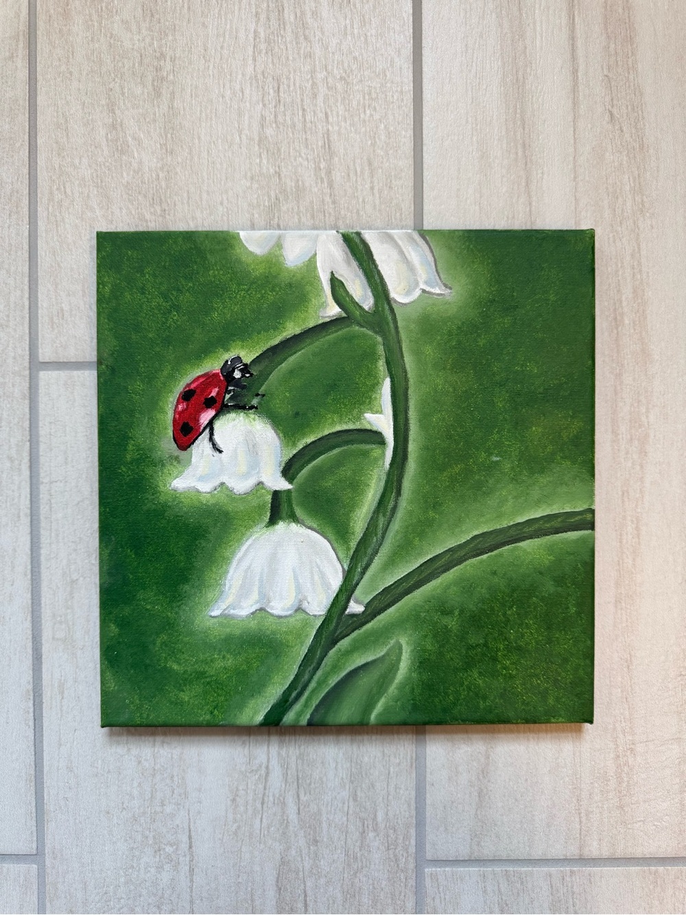 Hand painted ladybug with flowers painting (done by me!!!)